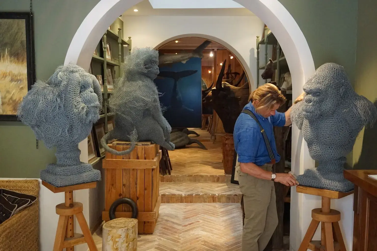 Galerie Wildlife Art, Pieuvre en grillage, sculptures en grillage, Aurélien Raynaud, peintre sculpteur animalier